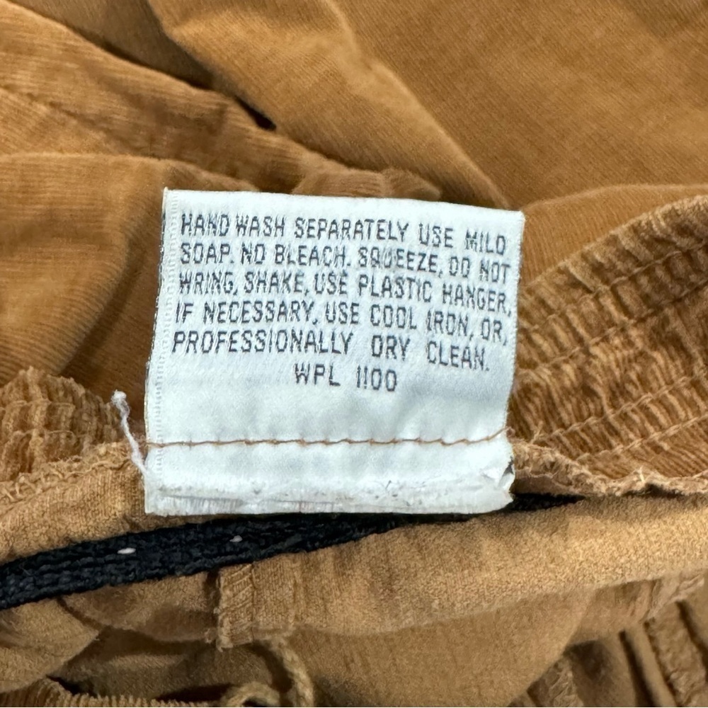 Women's Vintage 80s Izod Lacoste Corduroy Pants Pull On Drawstring Rust Brown L - Picture 11 of 11